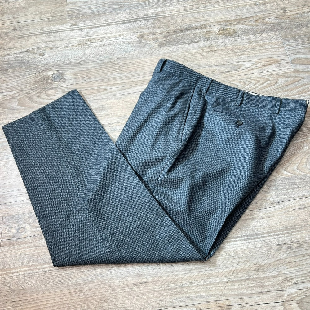 Brooks Brothers 1818 Fitzgerald 40W Italian Wool Marzotto Gray/Black Patterned‎